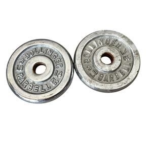 Bollinger Barbell Threaded Weight Plates 3 lb 1.4 kg Each Chrome Lot of 2 READ